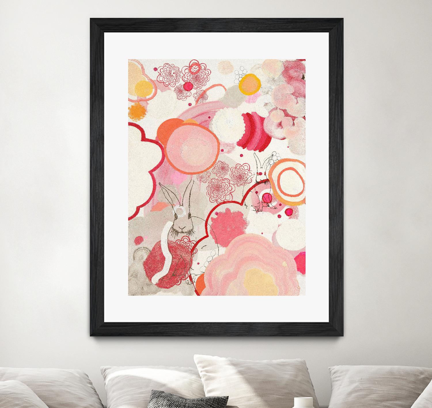 Funny Bunnies Come To The Party by Maggie Kleinpeter on GIANT ART - multicolor abstracts; contemporary