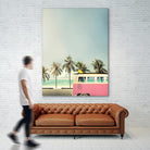 Surf Bus Pink by Design Fabrikken on GIANT ART - multi coastal, landscapes, photography, beaches, cars, ocean, palm trees, surfing, tropical, transportation