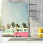 Surf Bus Pink by Design Fabrikken on GIANT ART - multi coastal, landscapes, photography, beaches, cars, ocean, palm trees, surfing, tropical, transportation