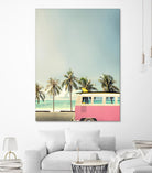 Surf Bus Pink by Design Fabrikken on GIANT ART - multi coastal, landscapes, photography, beaches, cars, ocean, palm trees, surfing, tropical, transportation