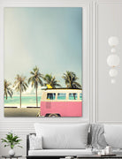 Surf Bus Pink by Design Fabrikken on GIANT ART - multi coastal, landscapes, photography, beaches, cars, ocean, palm trees, surfing, tropical, transportation