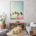 Surf Bus Pink by Design Fabrikken on GIANT ART - multi coastal, landscapes, photography, beaches, cars, ocean, palm trees, surfing, tropical, transportation