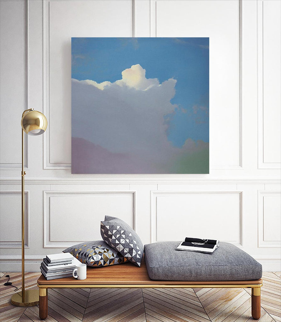 Sundae par Cap Pannell sur GIANT ART - bleu, jaune contemporain, paysages, nuages