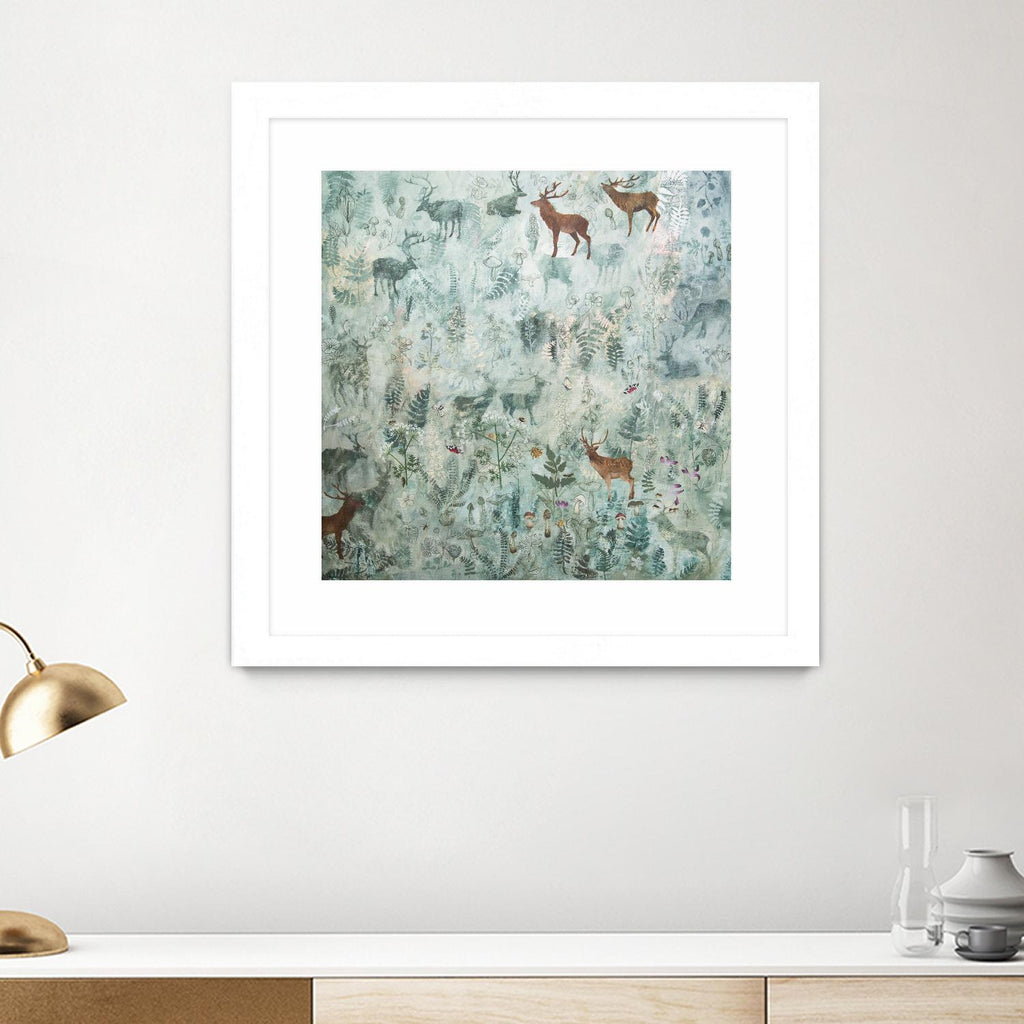Stags in Mist by Dawn Stacey on GIANT ART - multicolor contemporary; animals