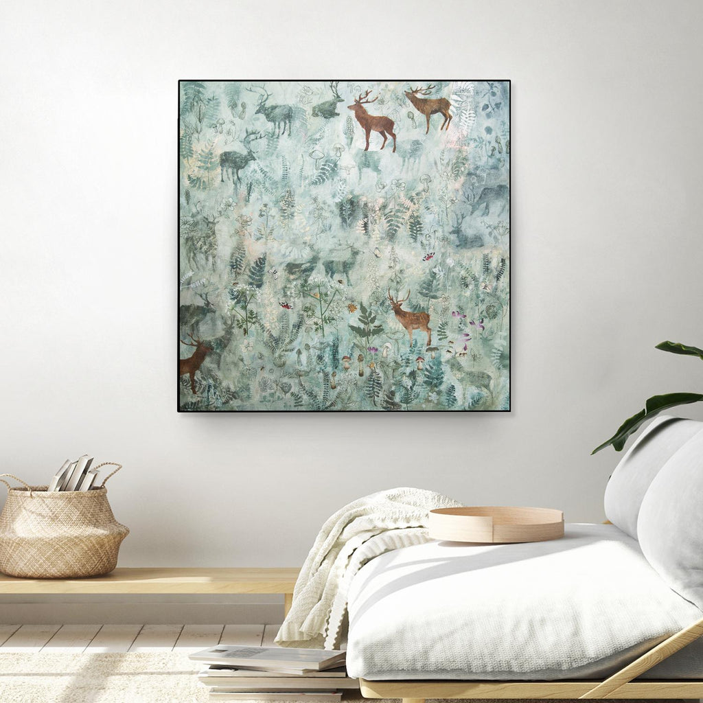Stags in Mist by Dawn Stacey on GIANT ART - multicolor contemporary; animals