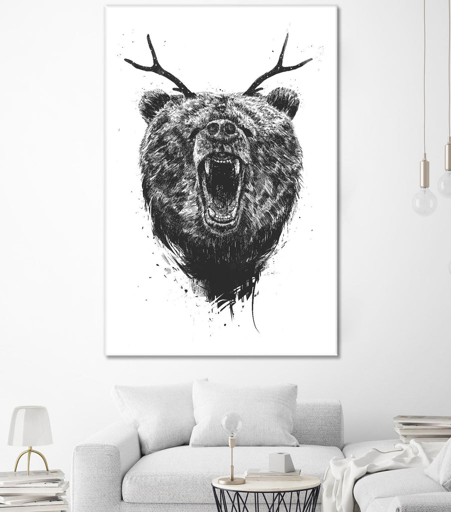 Angry Bear With Antlers by Balazs Solti on GIANT ART - multicolor urban/pop surrealism