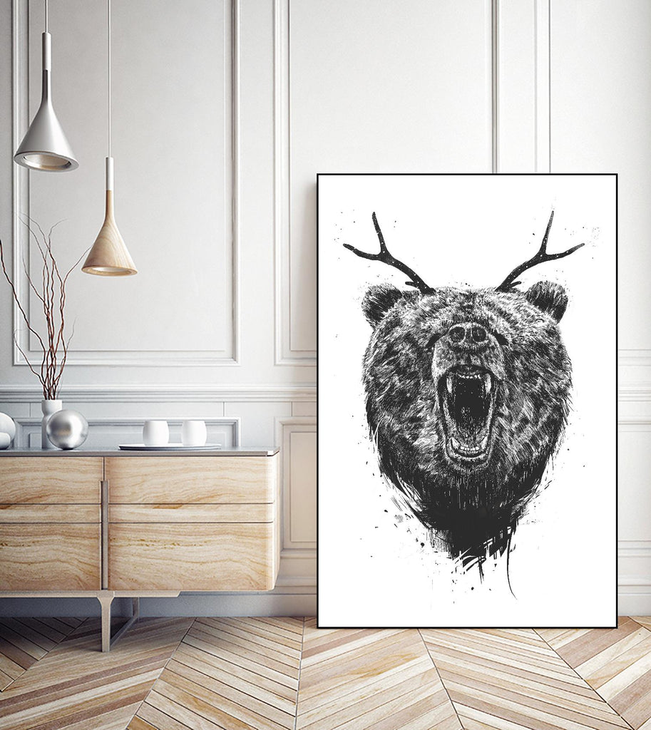 Angry Bear With Antlers by Balazs Solti on GIANT ART - multicolor urban/pop surrealism