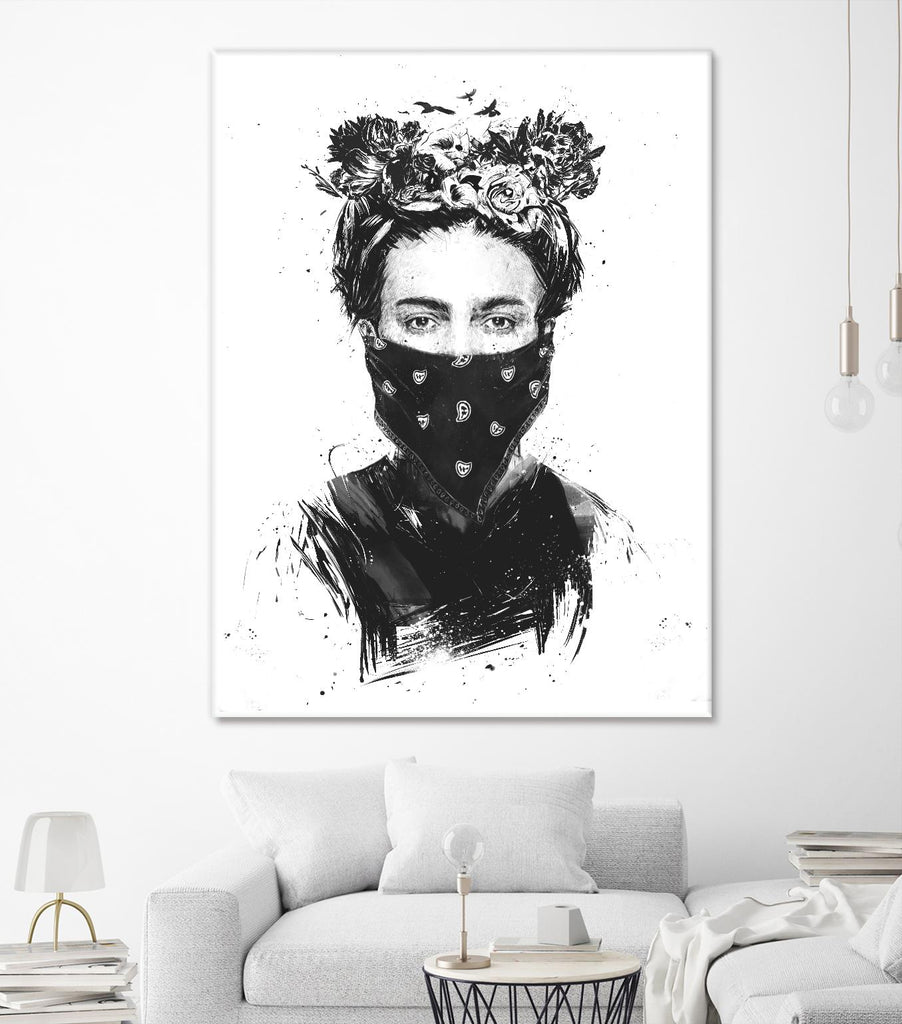 Rebel Girl by Balazs Solti on GIANT ART - black,white contemporary, figurative, urban/pop surrealism, flowers, illustration