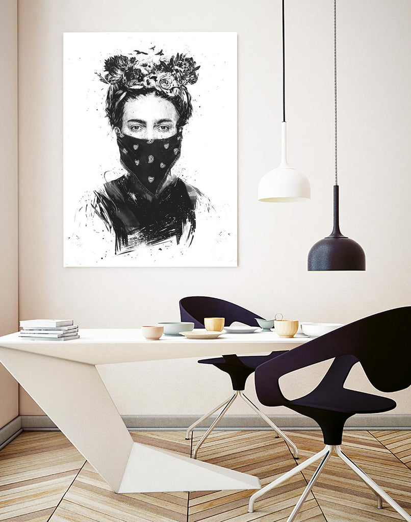 Rebel Girl by Balazs Solti on GIANT ART - black,white contemporary, figurative, urban/pop surrealism, flowers, illustration