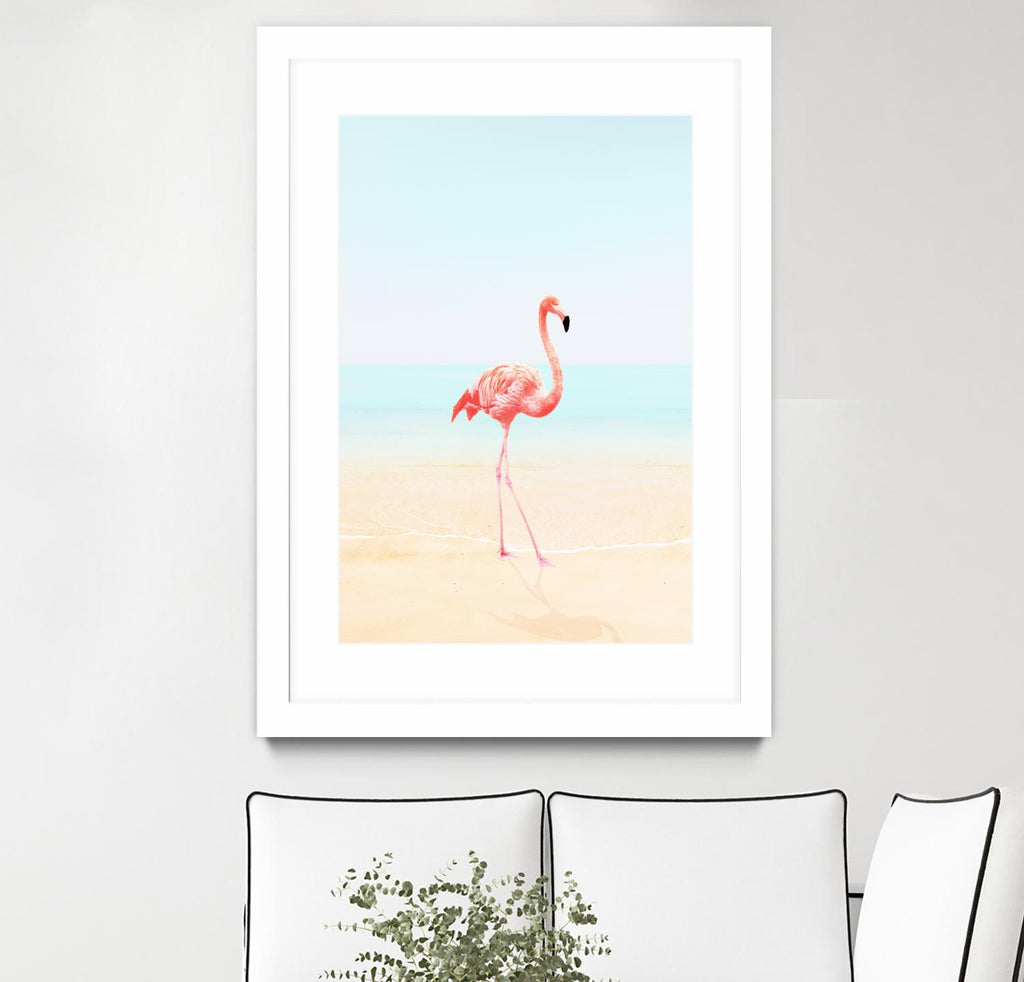 Flamingo on the Beach II by Tai Prints on GIANT ART - multicolor animals; coastal
