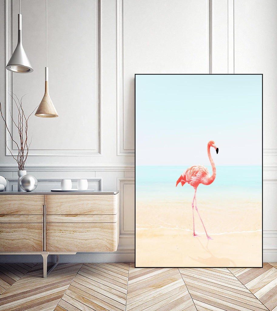 Flamingo on the Beach II by Tai Prints on GIANT ART - multicolor animals; coastal