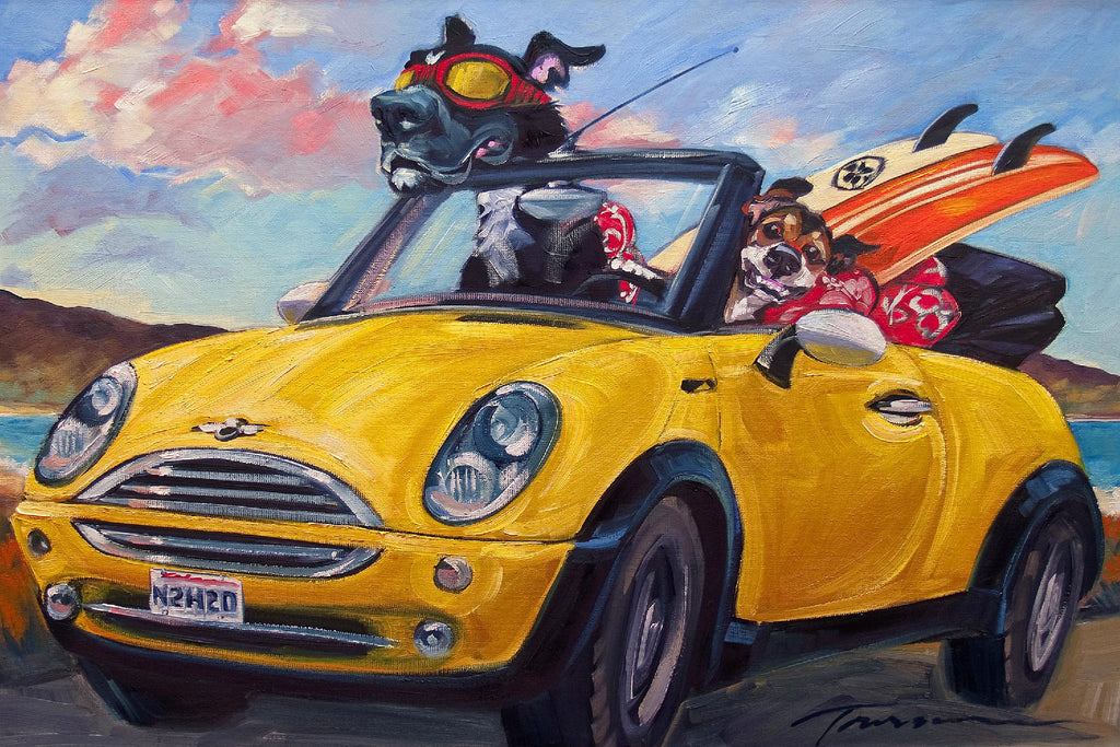 Sunup Surfdogs by CR Townsend on GIANT ART - multicolor animals; urban/pop surrealism; sports
