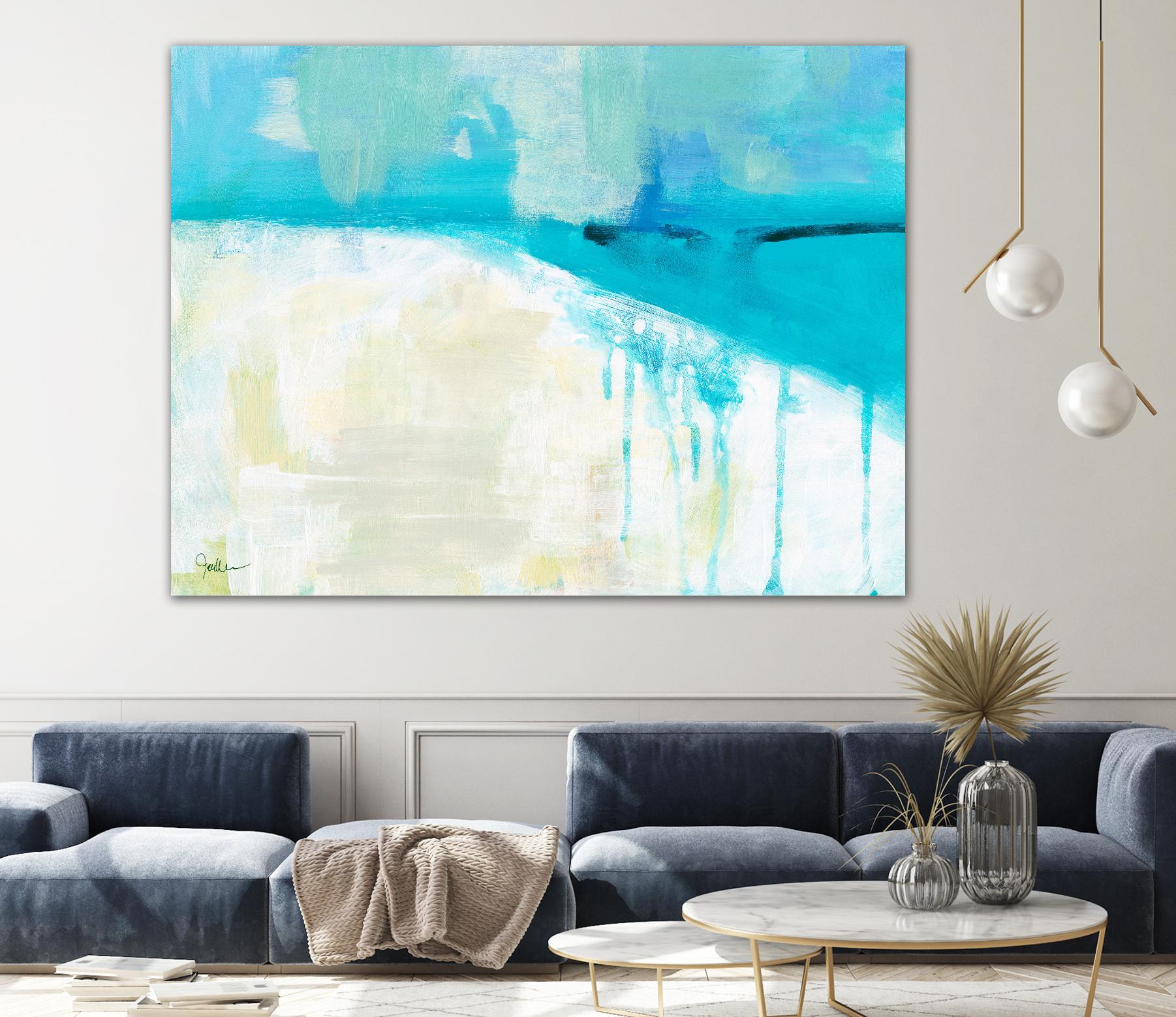Coastal Blues I by Jan Weiss on GIANT ART - beige abstract