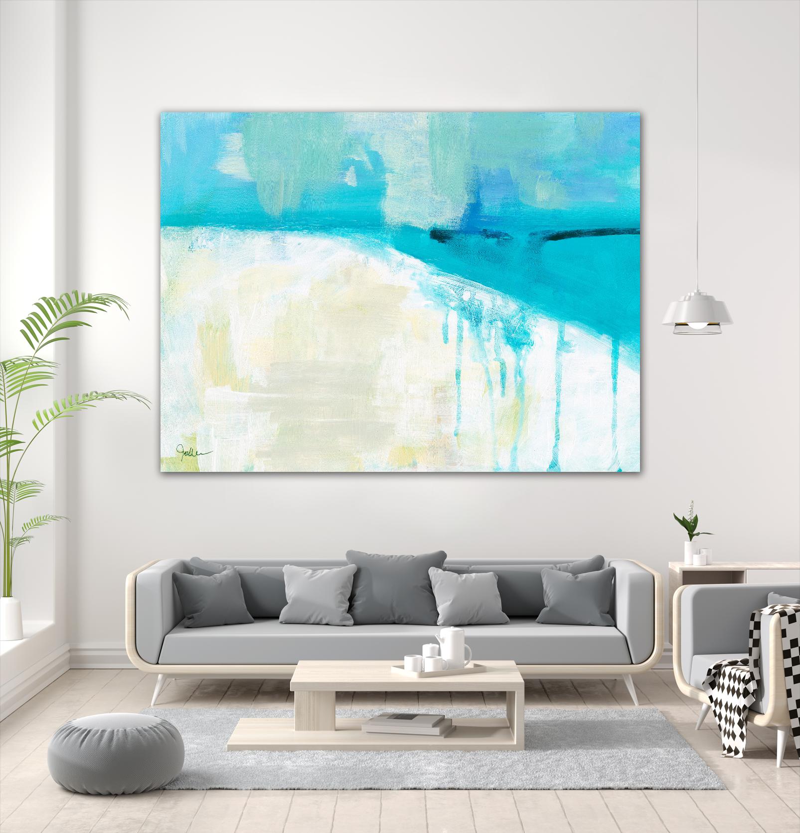 Coastal Blues I by Jan Weiss on GIANT ART - beige abstract