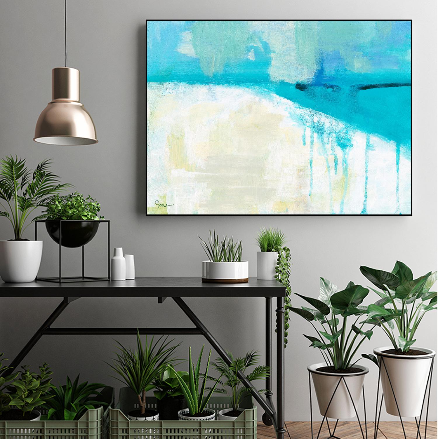 Coastal Blues I by Jan Weiss on GIANT ART - beige abstract