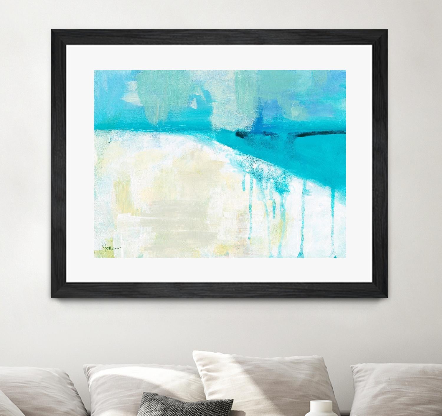 Coastal Blues I by Jan Weiss on GIANT ART - beige abstract