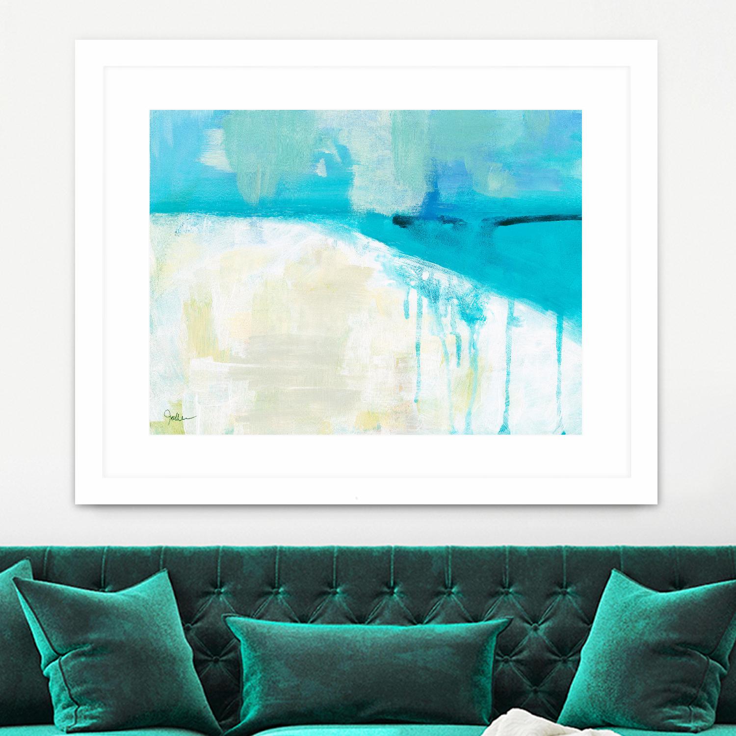 Coastal Blues I by Jan Weiss on GIANT ART - beige abstract