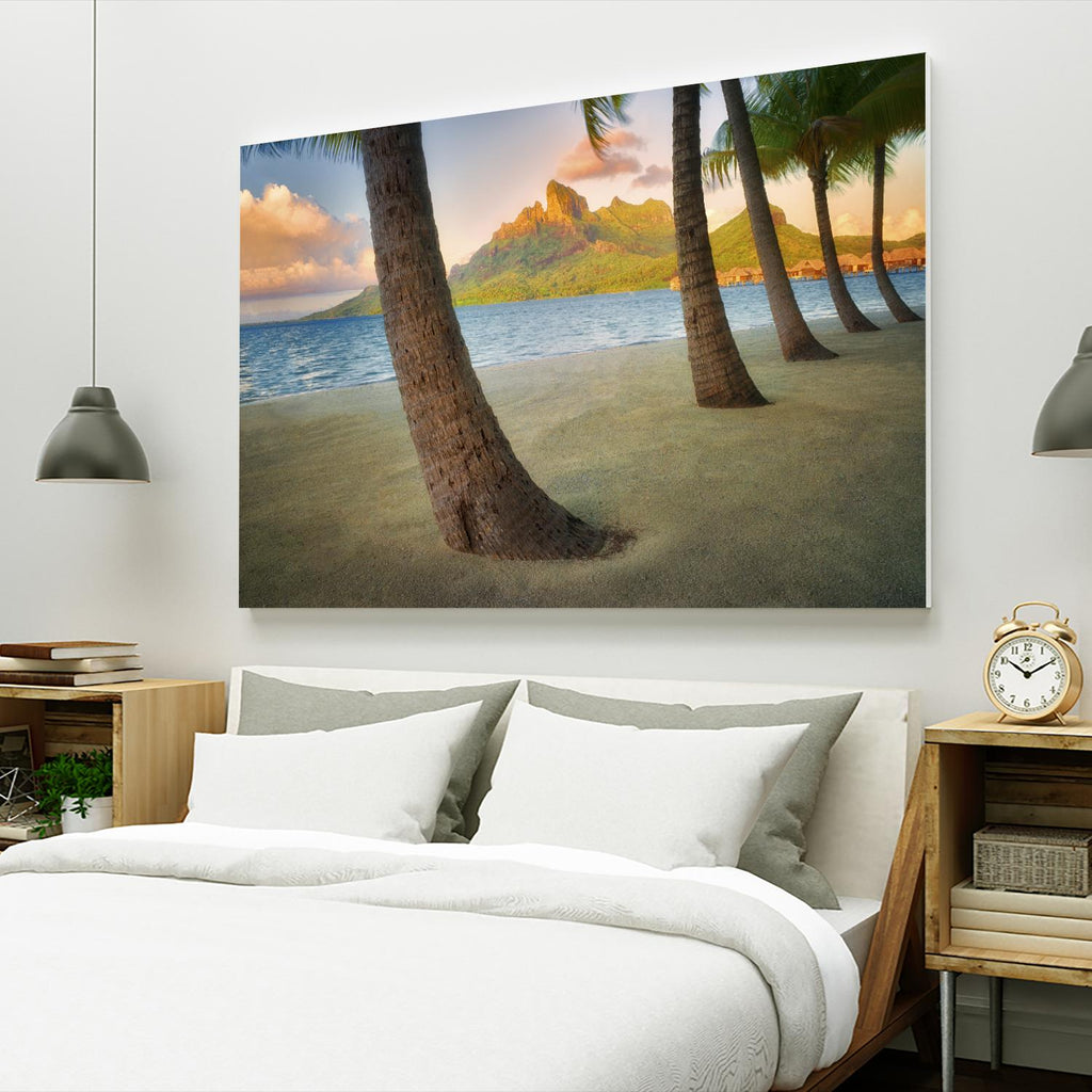 Palm Island de Dennis Frates sur GIANT ART - bleu tropical