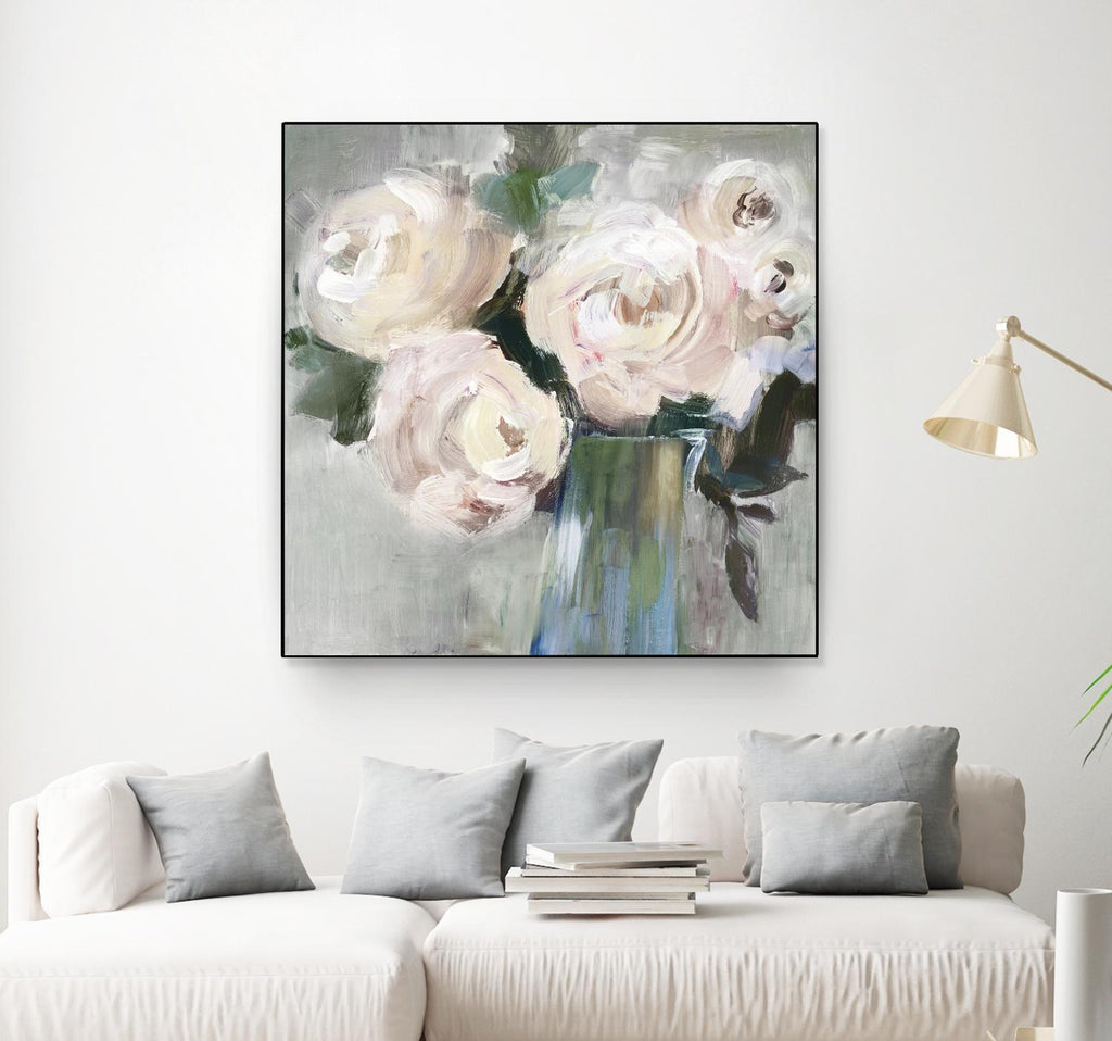 Bouquet rose pâle II par Valeria Mravyan sur GIANT ART - floral vert
