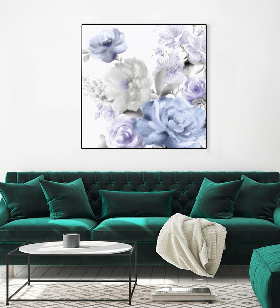Light Floral II par Eva Watts sur GIANT ART - floral bleu
