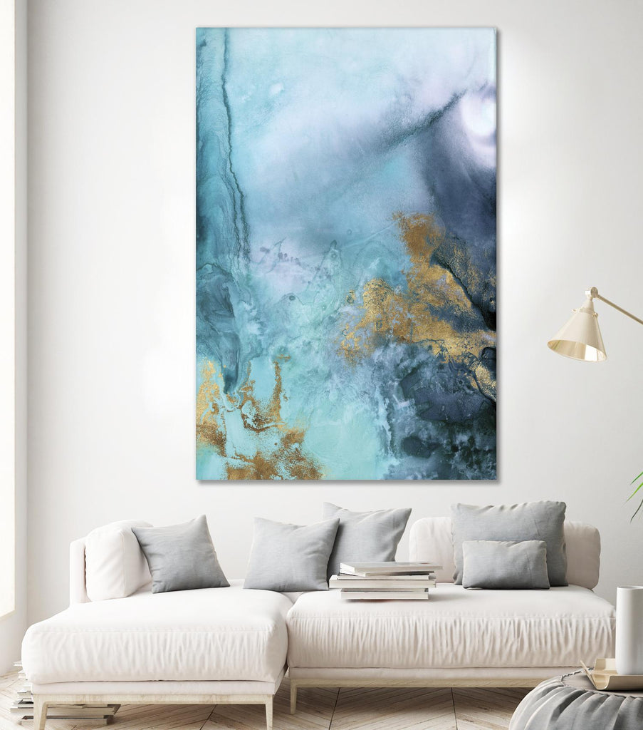 Gold Under the Sea I by Eva Watts on GIANT ART - blue abstract