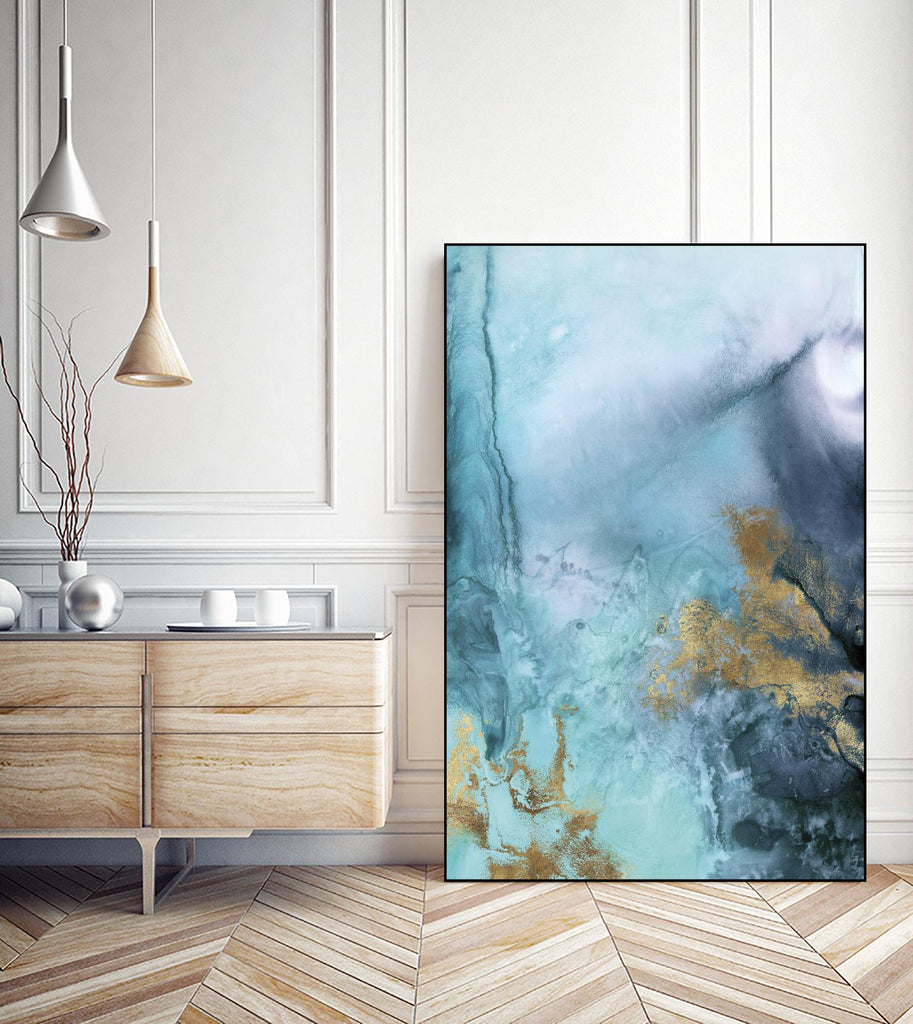 Gold Under the Sea I by Eva Watts on GIANT ART - blue abstract