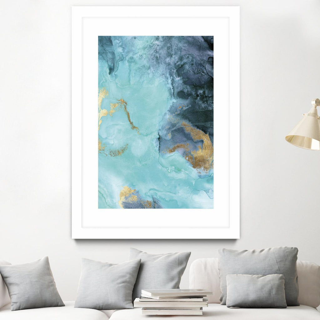 Gold Under the Sea II by Eva Watts on GIANT ART - blue abstract