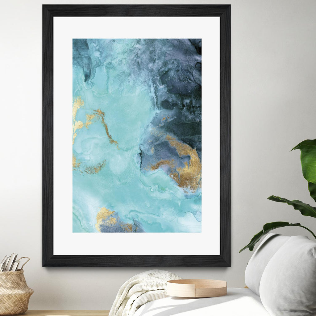 Gold Under the Sea II by Eva Watts on GIANT ART - blue abstract