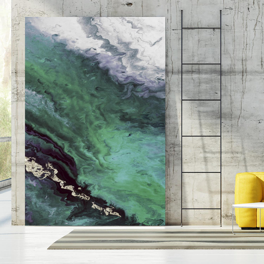 Green Shore Line From Above by Eva Watts on GIANT ART - white abstract