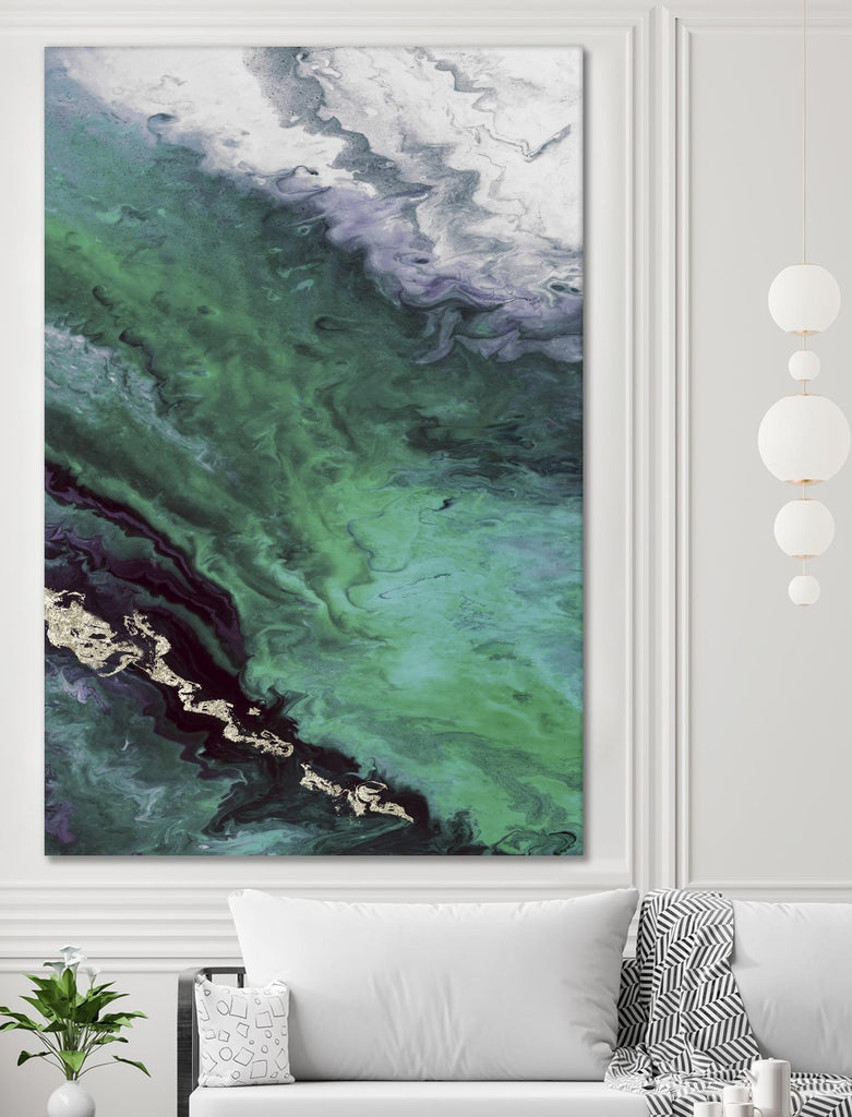 Green Shore Line From Above by Eva Watts on GIANT ART - white abstract