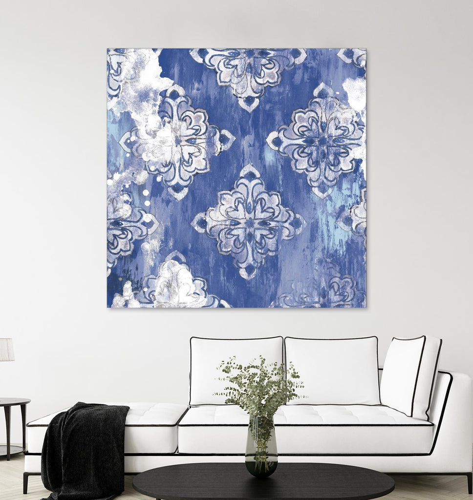 Blue Ex I par Eva Watts sur GIANT ART - abstrait blanc