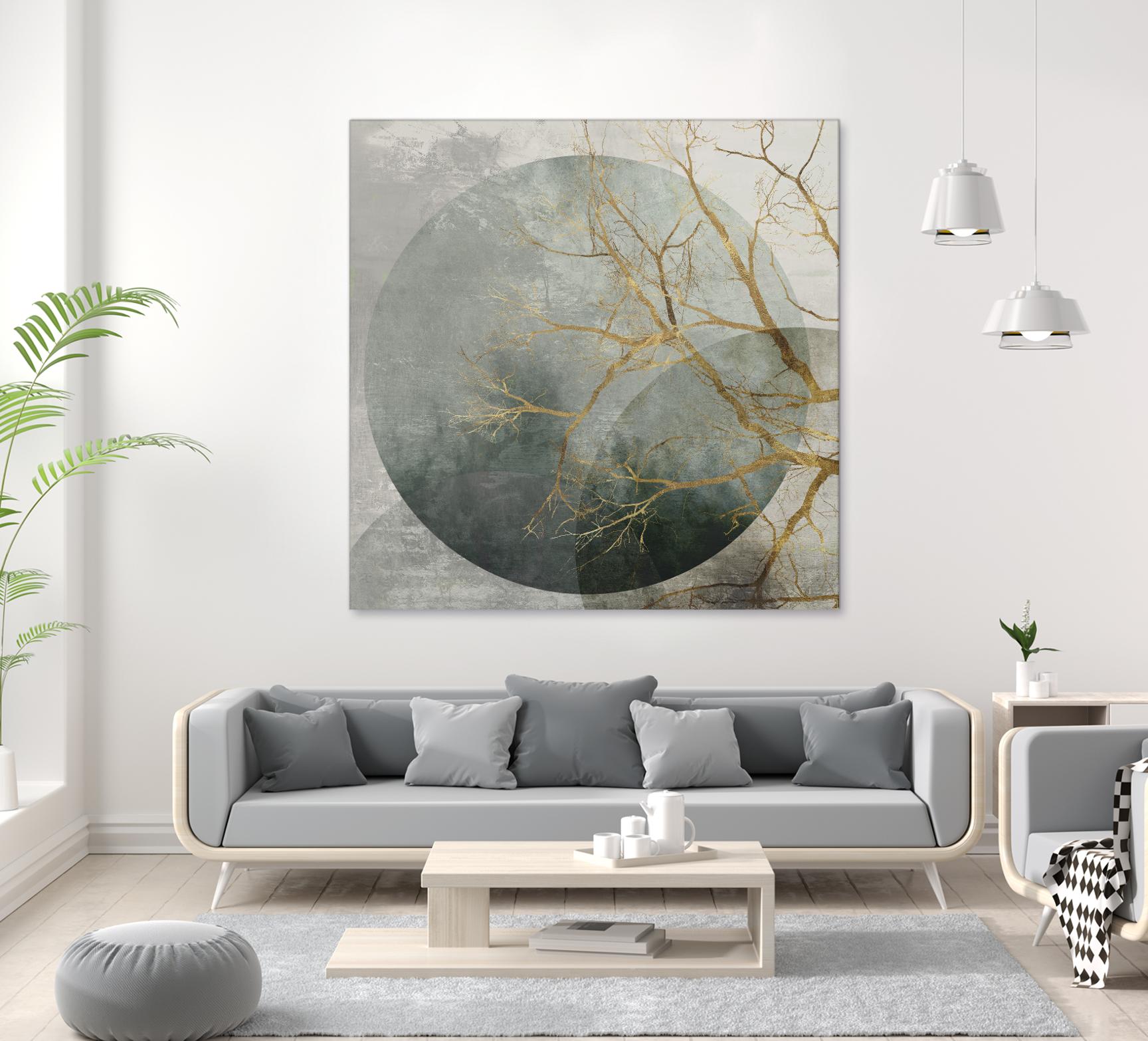 Mid Night II by Eva Watts on GIANT ART - gold trees