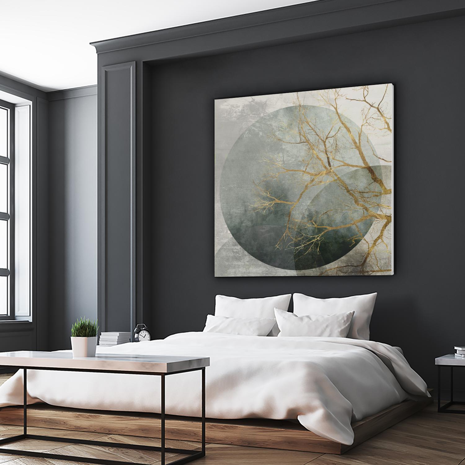 Mid Night II by Eva Watts on GIANT ART - gold trees