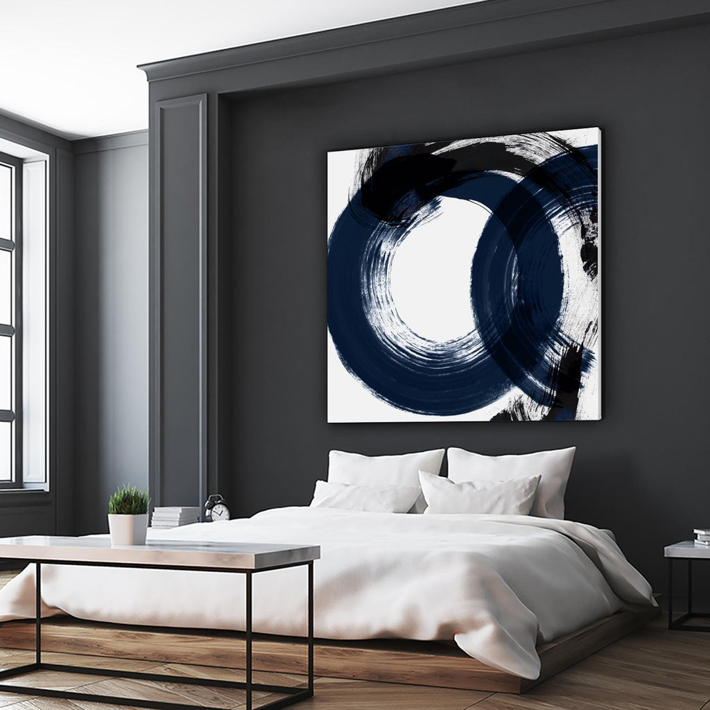 Deep Eternity par Isabelle Z sur GIANT ART - bleu noir et blanc rond