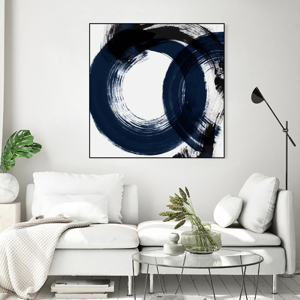 Deep Eternity par Isabelle Z sur GIANT ART - bleu noir et blanc rond