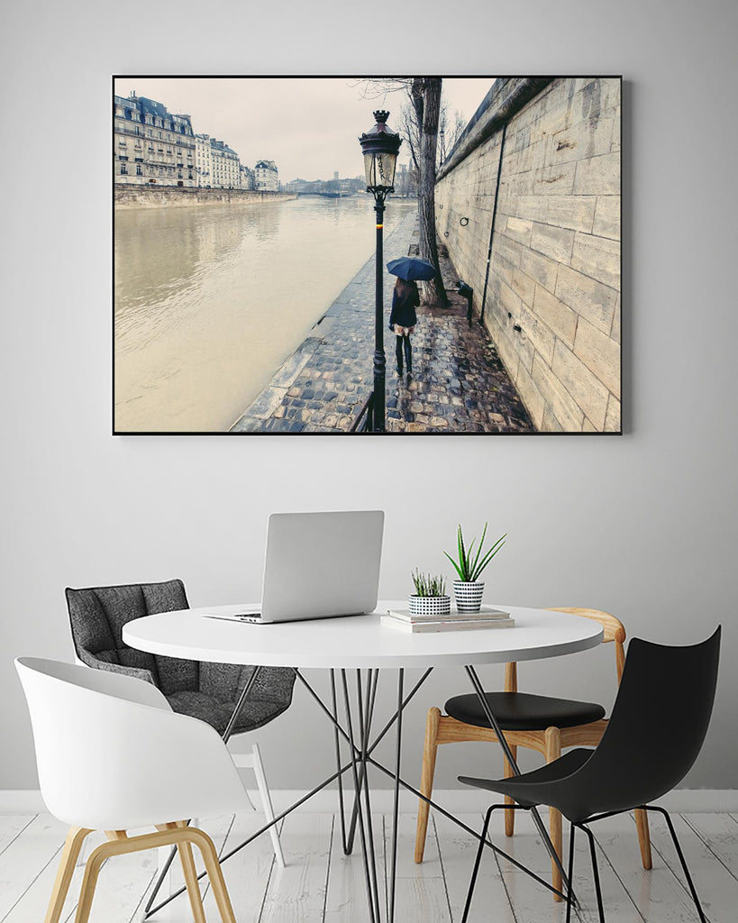 La jeune fille sur la Seine de Guilliame Gaudet sur GIANT ART - scène de ville grise