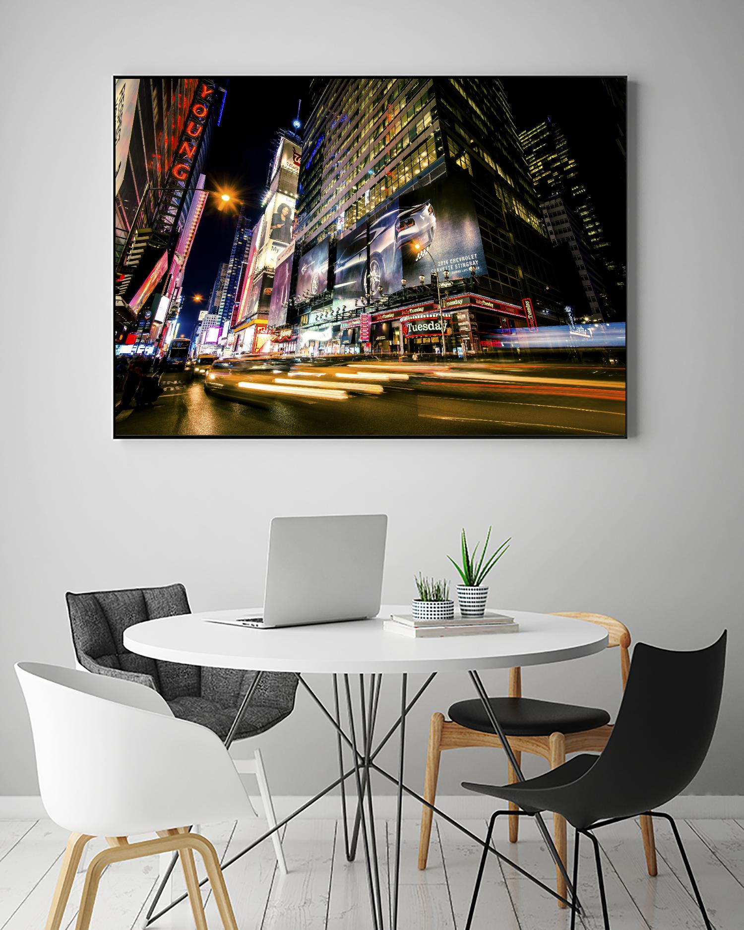 Times Square Rays of Light VI by Guilliame Gaudet on GIANT ART - yellow city scene