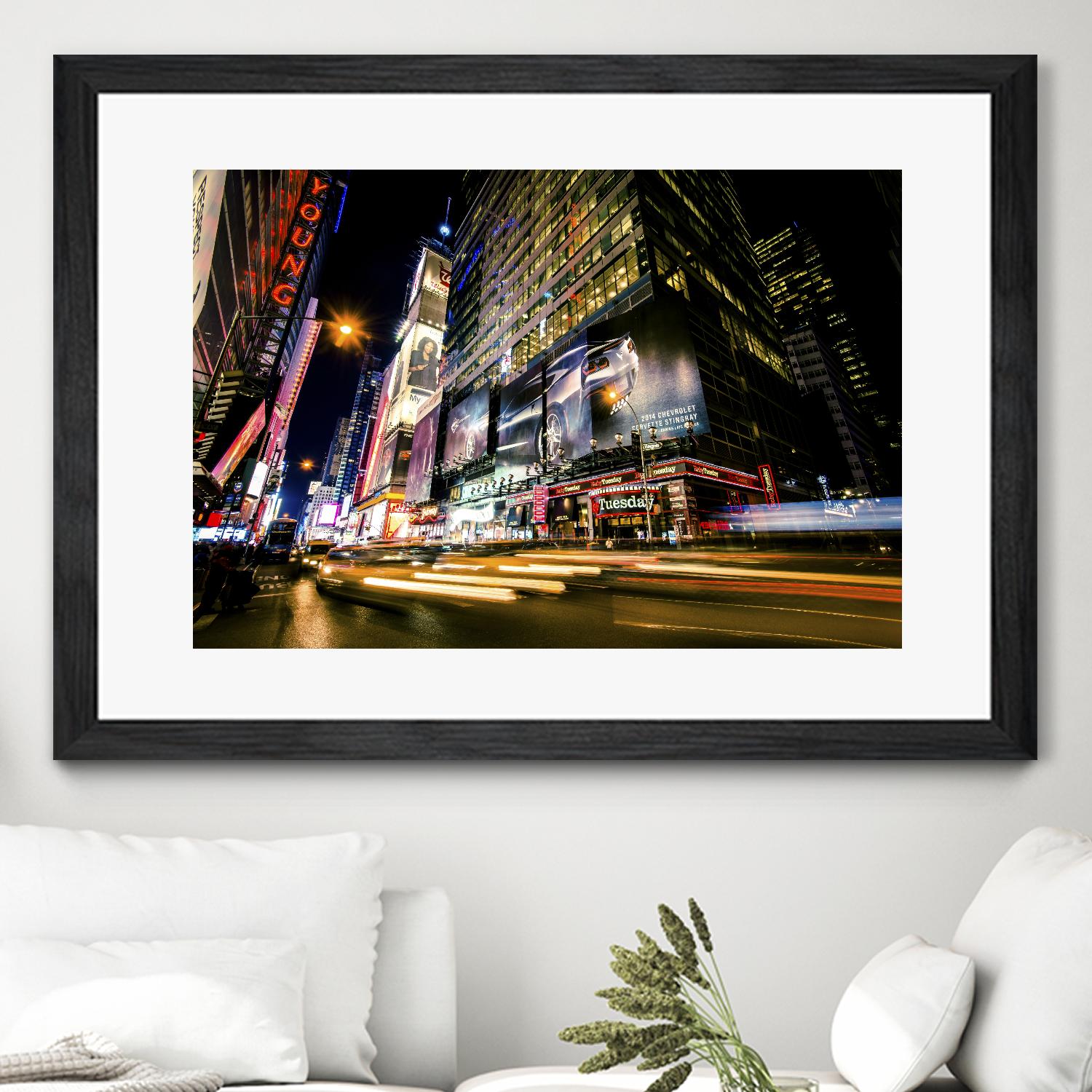 Times Square Rays of Light VI by Guilliame Gaudet on GIANT ART - yellow city scene