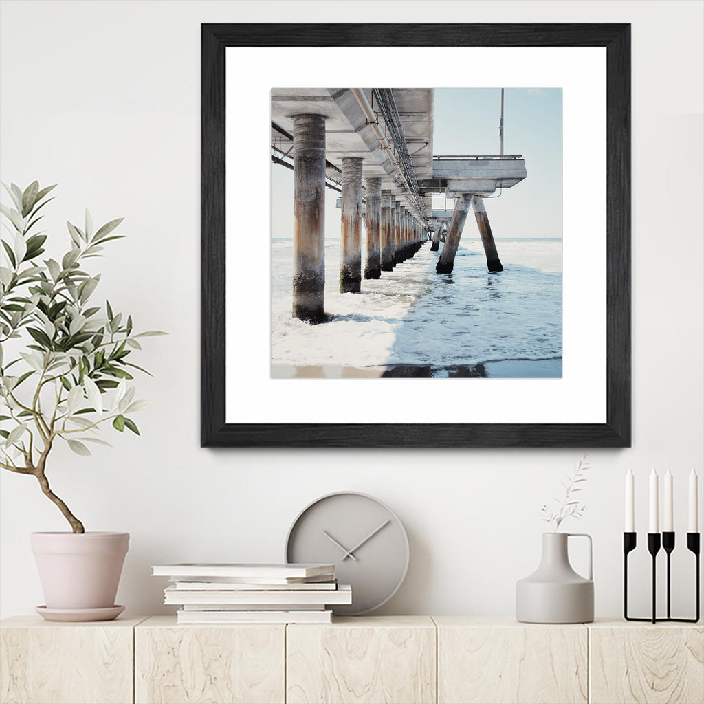 Under the Pier I by Natasia Cook on GIANT ART - blue sea scene