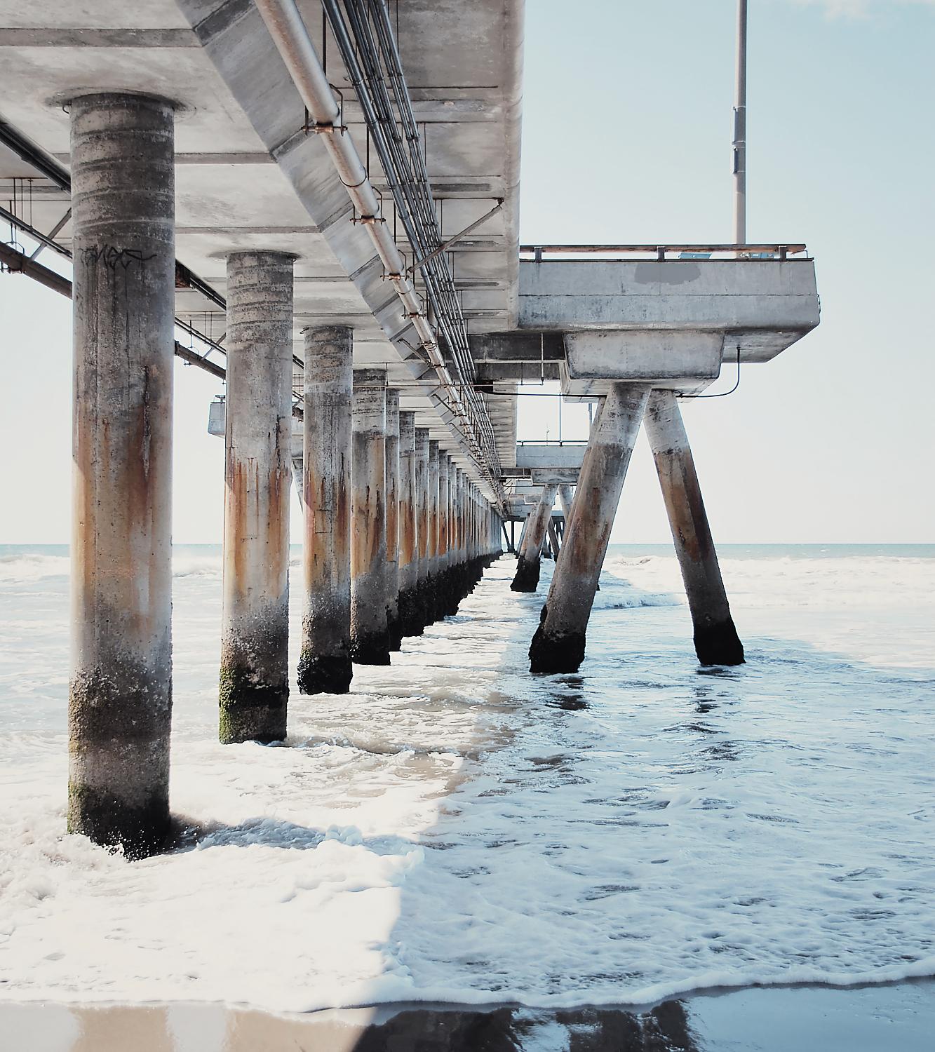 Under the Pier I by Natasia Cook on GIANT ART - blue sea scene