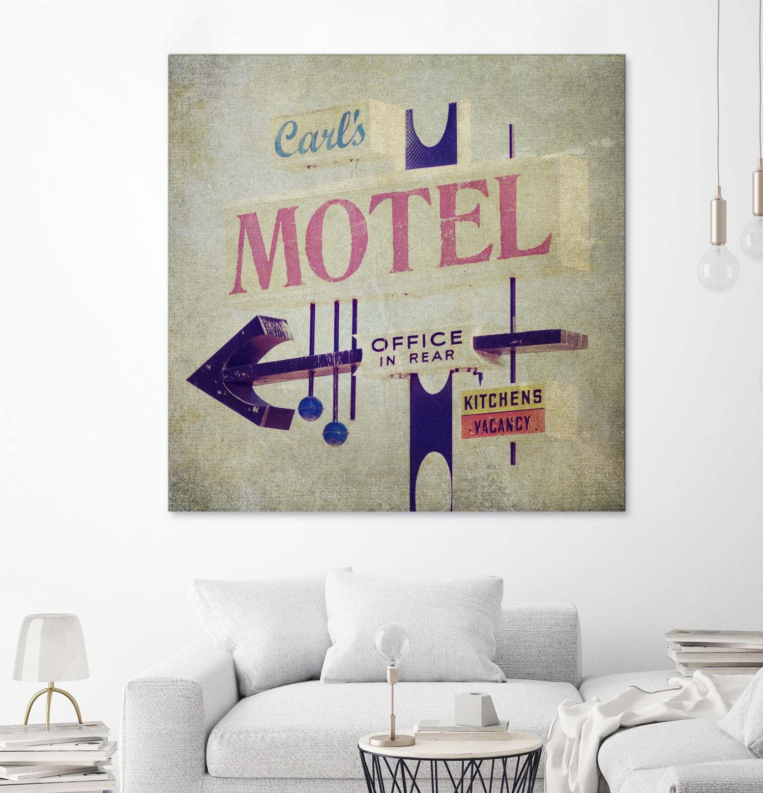 Carls Motel Sign by Honey Malek on GIANT ART - purple contemporary