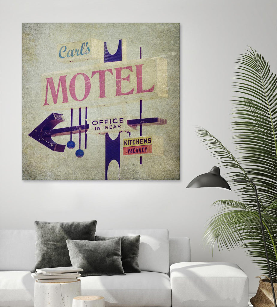 Carls Motel Sign by Honey Malek on GIANT ART - purple contemporary
