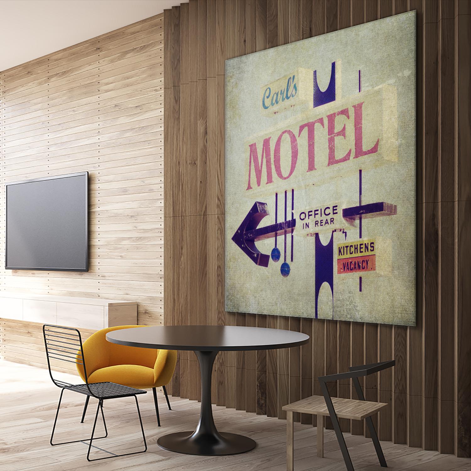 Carls Motel Sign by Honey Malek on GIANT ART - purple contemporary