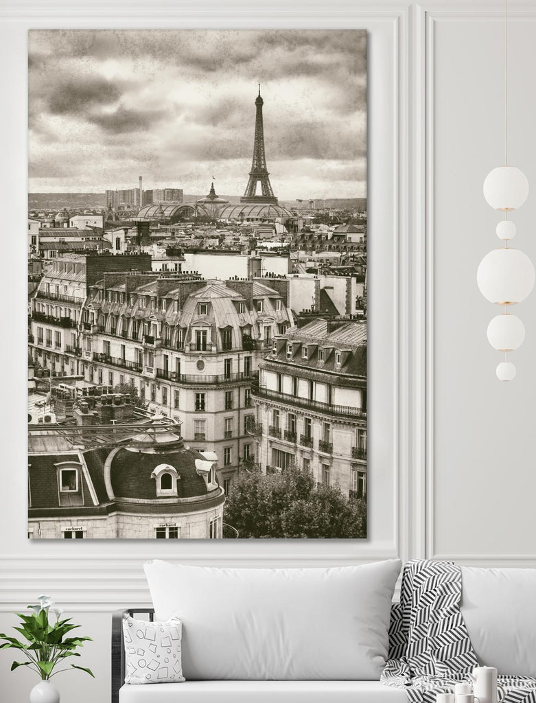 Rooftops and Eiffel by Jody Stuart on GIANT ART - white city scene