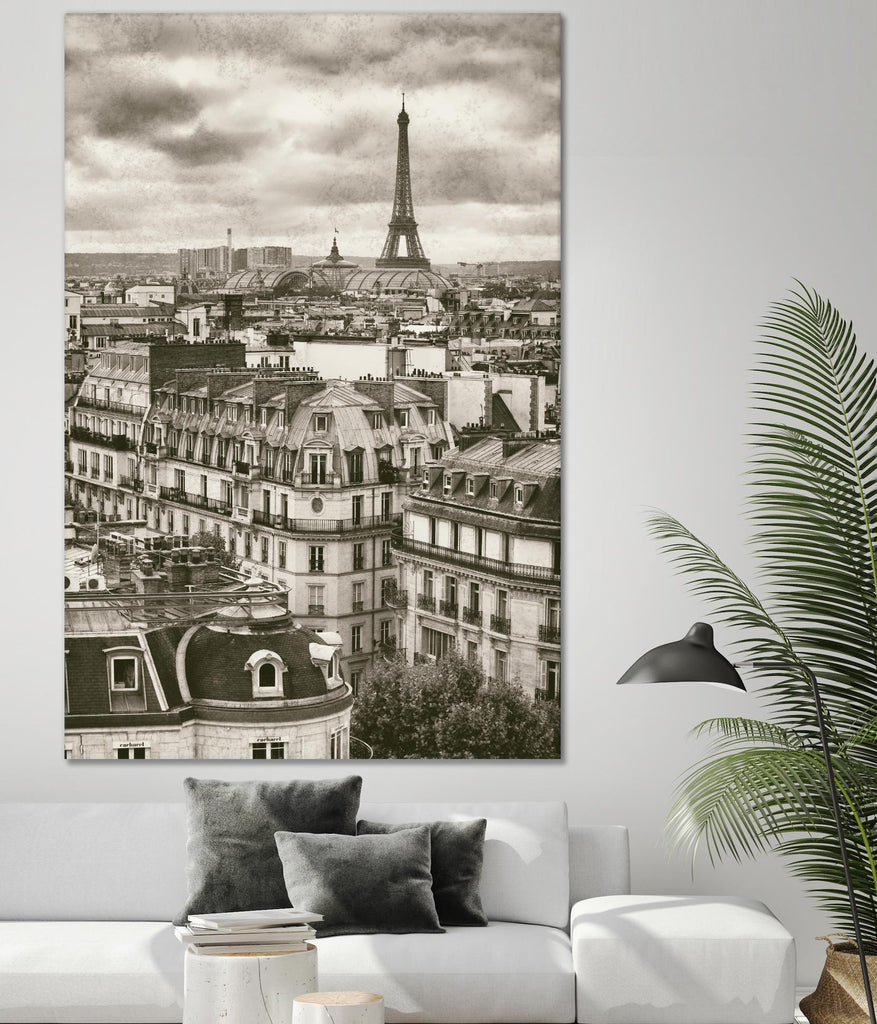 Toits et Eiffel par Jody Stuart sur GIANT ART - scène de ville blanche