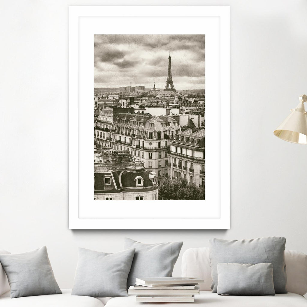 Rooftops and Eiffel by Jody Stuart on GIANT ART - white city scene