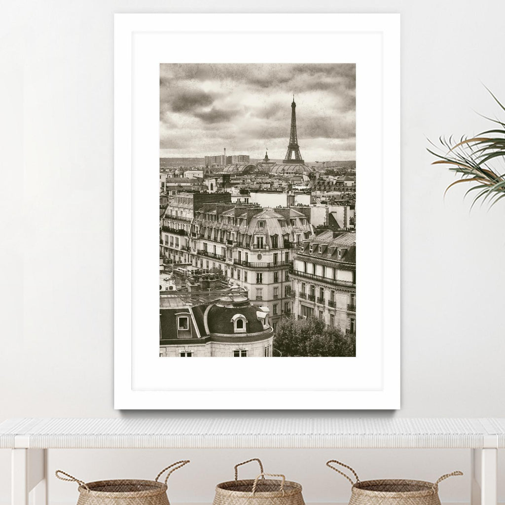 Toits et Eiffel par Jody Stuart sur GIANT ART - scène de ville blanche