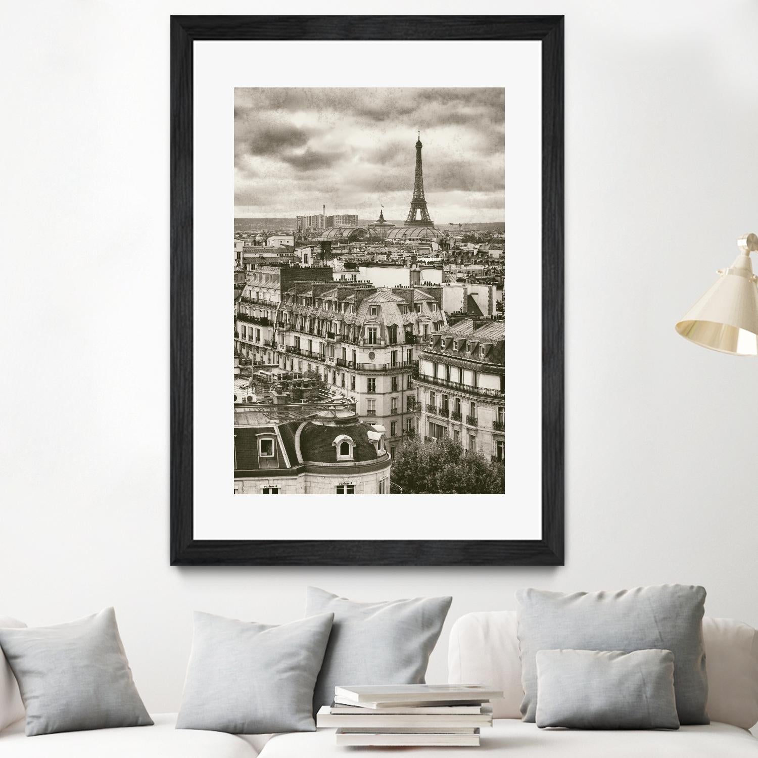 Rooftops and Eiffel by Jody Stuart on GIANT ART - white city scene