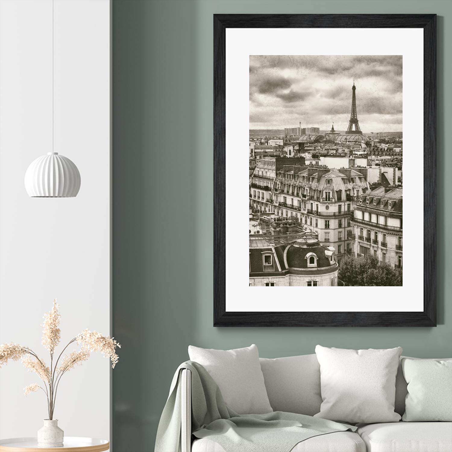 Rooftops and Eiffel by Jody Stuart on GIANT ART - white city scene