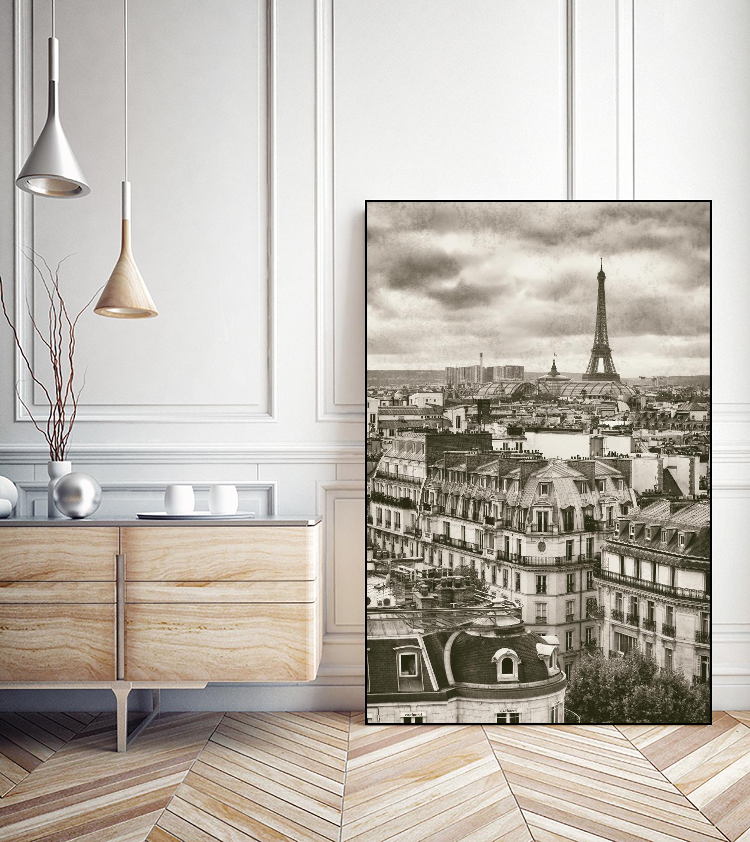 Rooftops and Eiffel by Jody Stuart on GIANT ART - white city scene